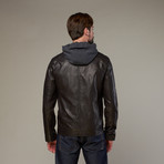 Urban Republic // Quilted Shoulder Hooded Jacket // Dark Brown (XL)