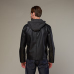 Urban Republic // Quilted Shoulder Hooded Jacket // Black (XL)