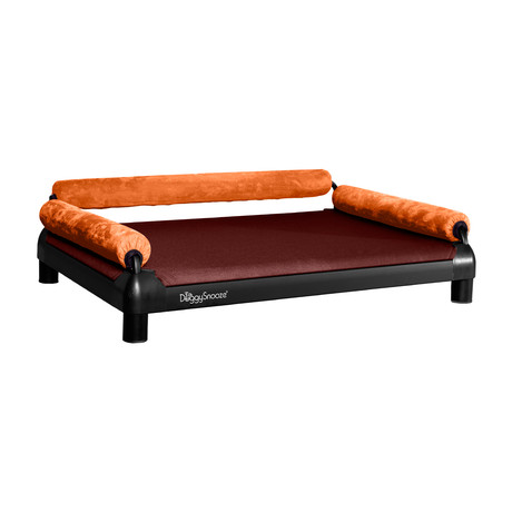 DoggySnooze Sofa // Chocolate + Orange // Micro Fiber (Medium: 35"L x 23"W x 5"H)