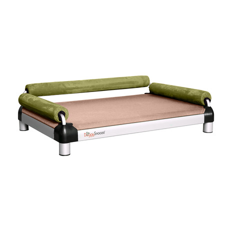 DoggySnooze Sofa // Sand + Green // Micro Fiber (Medium: 35"L x 23"W x 5"H)