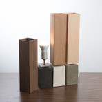 Petite Table Lamp (Concrete Base with Wood Veneer Shade)