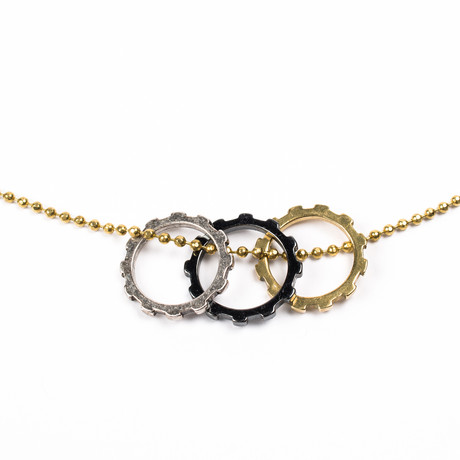 Triple Cog Chain Necklace (Gold)