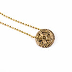 Double Sprocket Charm Necklace // Antique Gold Mix