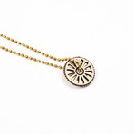 Double Sprocket Charm Necklace // Antique Gold Mix