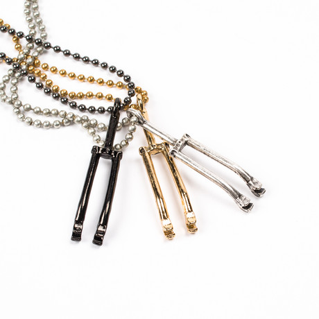 Union Bike Fork Necklace (Gold)