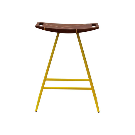 Roberts Counter Stool With Inlay // Walnut (Green)
