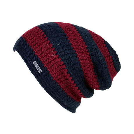 The Beeskie Slouchy Beanie // Navy & Port Stripe