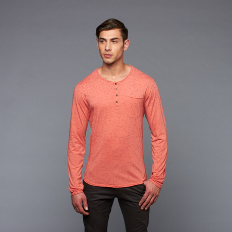 Spence Speckled Henley // Coral (S)