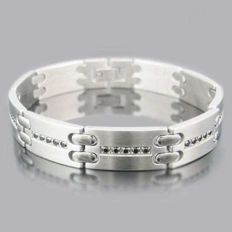 Stainless Steel CZ Link Bracelet