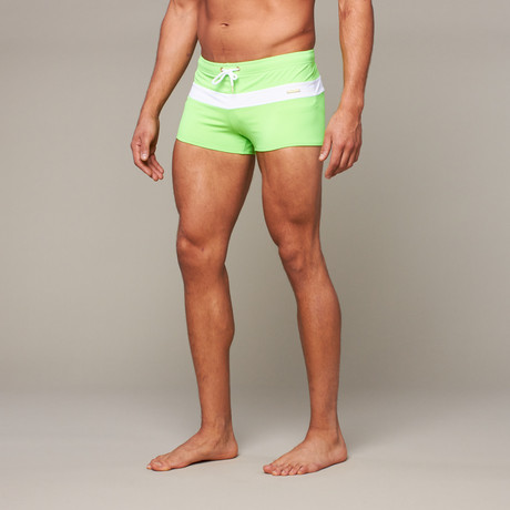 Ibiza Colorblock Swim Brief // Lime/White (XS)