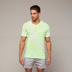 Parke And Ronen // Stripe Theorem Tee // Neon Green (L)