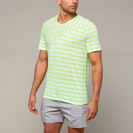 Parke And Ronen // Stripe Theorem Tee // Neon Green (L)