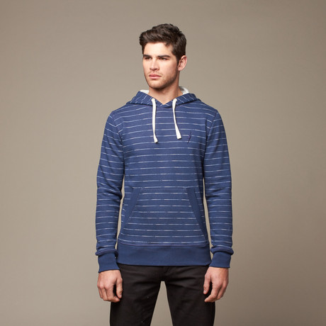 Mirror Stripe French Terry Hoodie // Insignia Blue (XS)