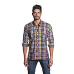 Jared Lang // Kali Button-Up Shirt // Purple + Yellow Plaid (M)