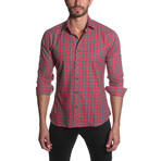 Jared Lang // Button-Up Shirt // Red + Grey (S)