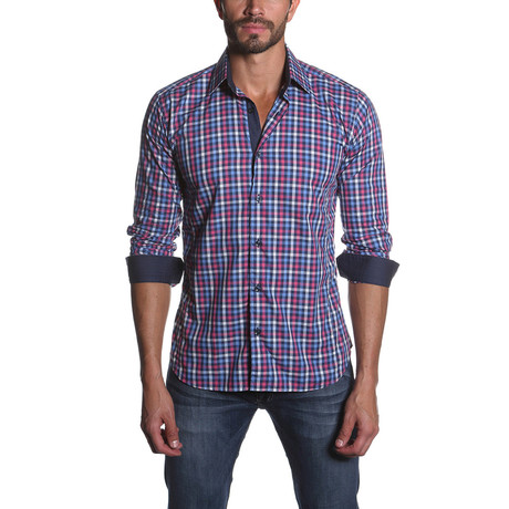 Jared Lang // Thomas Button-Up Shirt // Purple Check (L)