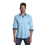 Thomas Button-Up Shirt // Turquoise Stripes (M)