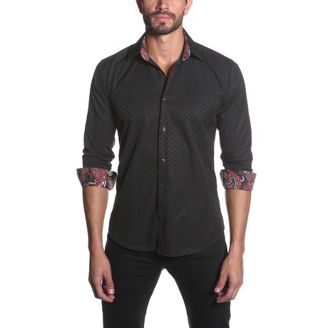 Jared Lang // Thomas Button-Up Shirt // Black Jacquard (2XL)