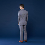 Wool Suit // Blue + Tan Window Pane (US: 40R / 33" Waist)