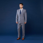 Wool Suit // Blue + Tan Window Pane (US: 40R / 33" Waist)