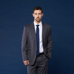 Wool Suit // Charcoal + Red Stripe (US: 38L / 31" Waist)