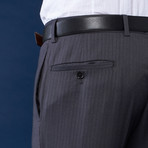 Wool Suit // Charcoal + Red Stripe (US: 38L / 31" Waist)