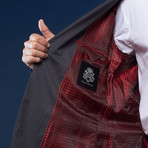 Wool Suit // Charcoal + Red Stripe (US: 38L / 31" Waist)