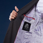 Wool Suit // Black + Purple Stripe (US: 38S / 31" Waist)