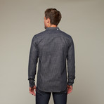 Silas Button Up // Indigo Embossed (2XL)