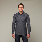 Silas Button Up // Indigo Embossed (2XL)