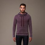 Burnout Cowl Neck Hoodie // Burgundy (M)