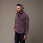 Burnout Cowl Neck Hoodie // Burgundy (M)