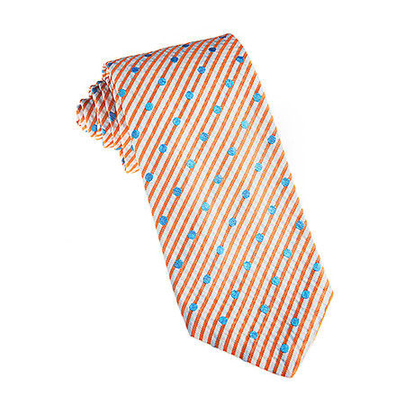 John G. Hardy // Silk + Cotton Tie // Light Blue Dots + Stripes
