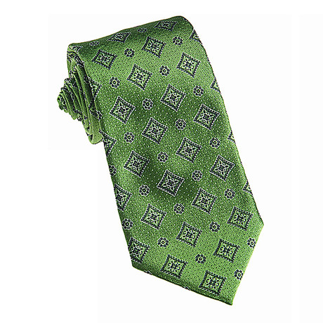 Josiah France // Silk Tie // Green Diamonds