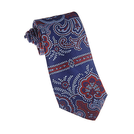 John G. Hardy // Silk Tie // Blue + Red Fleur