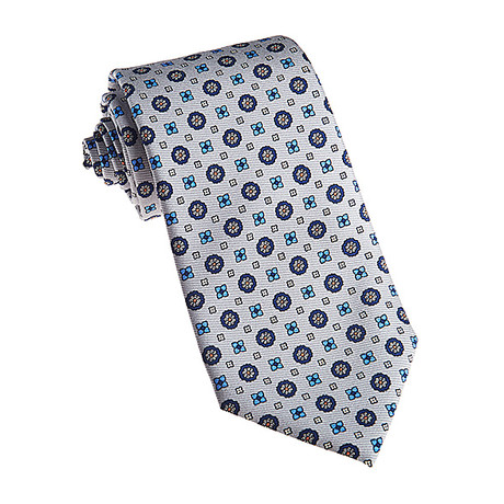 Josiah France // Silk Tie // White Circle Pattern