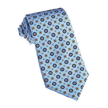 Josiah France // Silk Tie // Blue Circle Pattern
