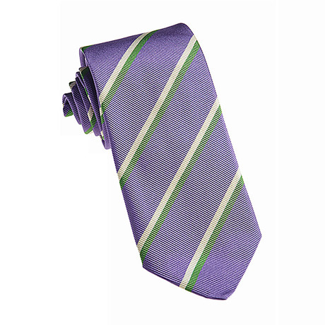 John G. Hardy // Silk + Cotton Tie // Purple Wide Stripes