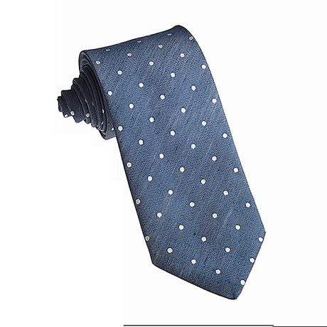 John G. Hardy // Silk + Linen Tie // Blue Classic Dots