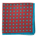 M. Andrews // Silk Pocket Square // Red + Turquoise