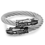 Adjustable Cable Wire Dragon Head Bracelet // Silver