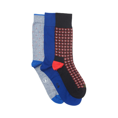 Red + Black + Blue Sock Pack // Set of 3