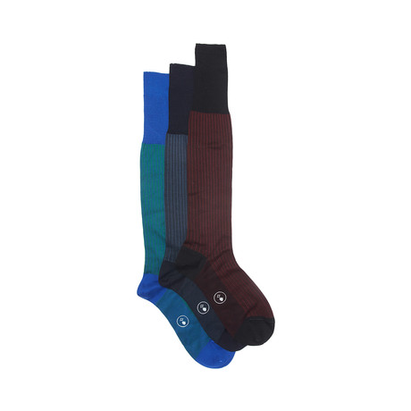Long Pinstripe Sock Pack // Set of 3 (Sizes 7-9)