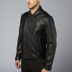 John Varvatos Start USA // Trapunto Stitched Leather Biker Jacket // Black (S)
