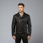 John Varvatos Start USA // Trapunto Stitched Leather Biker Jacket // Black (2XL)