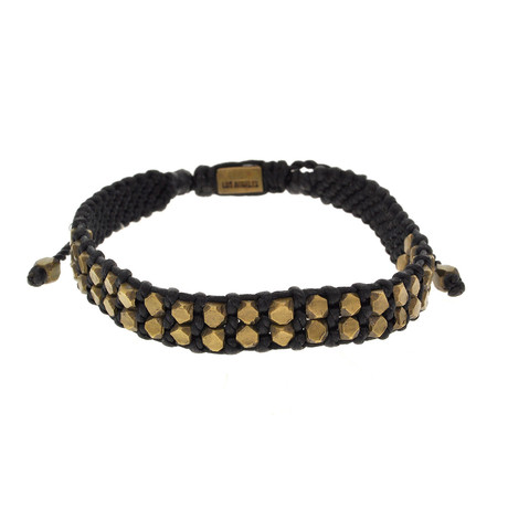 Double Faceted Cornerless Bead on Black Cord // Inner (Brass)