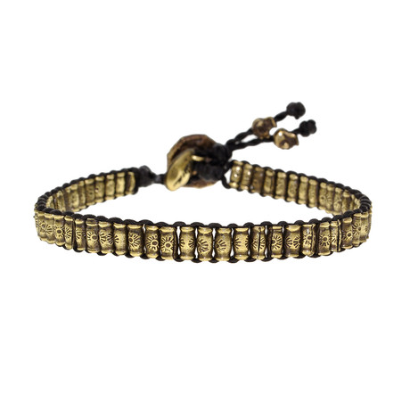 Tube Bead Bracelet on Black Cord (Brass)