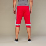 Color Block Rib Cuff Short // Red + Grey (M)