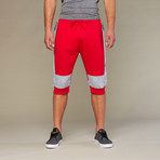 Color Block Rib Cuff Short // Red + Grey (M)