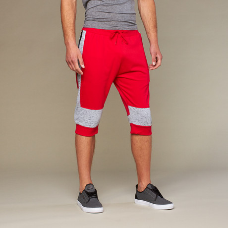 Color Block Rib Cuff Short // Red + Grey (S)